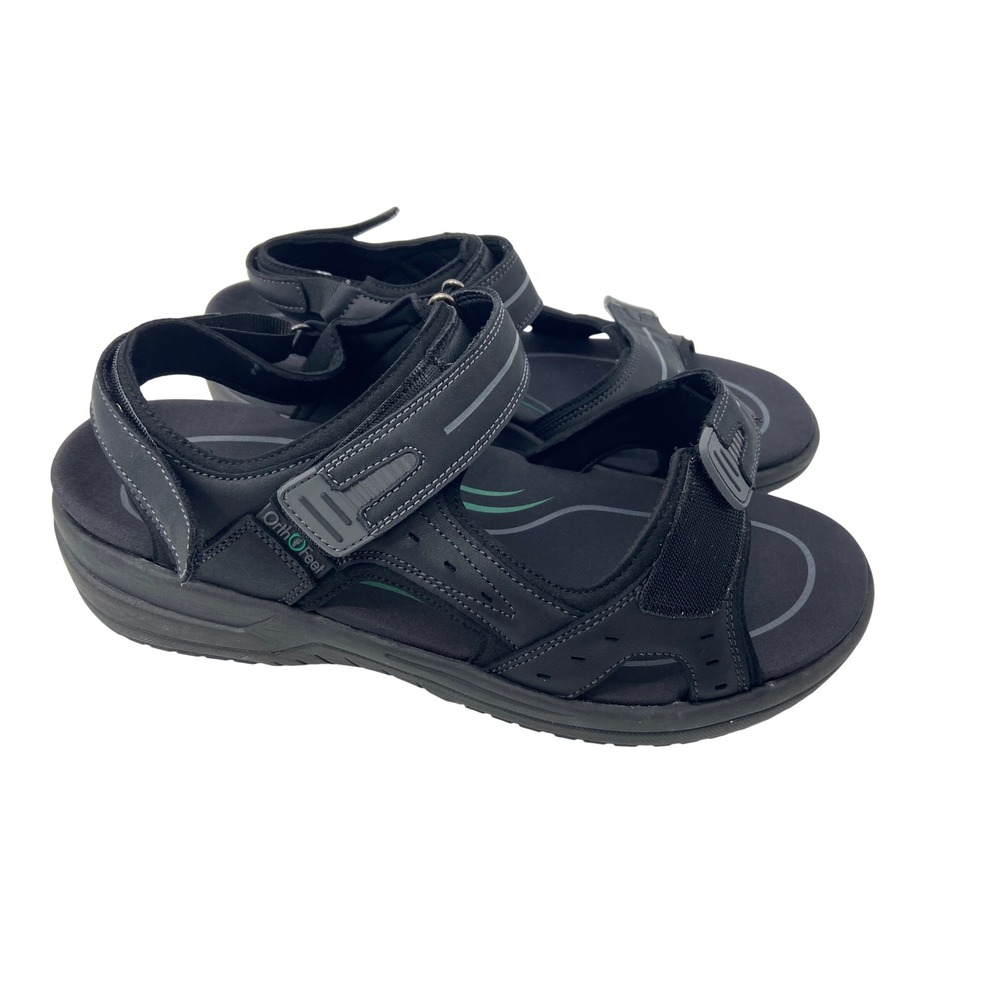 Orthofeet Sandals Men 10.5 EE Wide Black Gemini 566 Orthopedic Comfort Walking